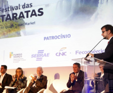 18ª edição, o Festival das Cataratas promoveu, na noite desta quarta-feira (31), no Hotel Recanto Cataratas, a solenidade de abertura do evento. Contou com a participação do governador do Paraná, Carlos Massa Ratinho Junior, Daniela Carneiro, ministra de Turismo do Brasil, e Sofía de Montiel de Afara, ministra do Turismo do Paraguai.