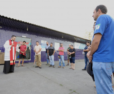  Caminhoneiros recebem a bênção de São Cristóvão no Pátio de Triagem do Porto de Paranaguá