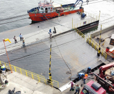 Ferry boat de Guaratuba opera normalmente após troca de ponte 