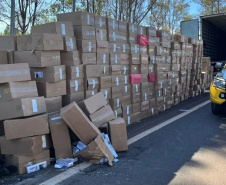 Polícia Militar apreende mais de 700 caixas de cigarros contrabandeados após acidente na PR-323