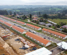 Lapa, 10 de agosto de 2023 - O governo do Paraná realiza na Lapa a entrega de 118 moradias populares, sendo 94 por meio do programa Casa Fácil.