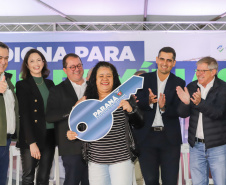 Lapa, 10 de agosto de 2023 - O governo do Paraná realiza na Lapa a entrega de 118 moradias populares, sendo 94 por meio do programa Casa Fácil.