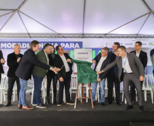 Lapa, 10 de agosto de 2023 - O governo do Paraná realiza na Lapa a entrega de 118 moradias populares, sendo 94 por meio do programa Casa Fácil.