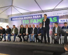 Lapa, 10 de agosto de 2023 - O governo do Paraná realiza na Lapa a entrega de 118 moradias populares, sendo 94 por meio do programa Casa Fácil.