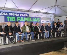 Lapa, 10 de agosto de 2023 - O governo do Paraná realiza na Lapa a entrega de 118 moradias populares, sendo 94 por meio do programa Casa Fácil.