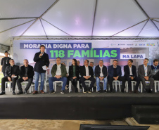 Lapa, 10 de agosto de 2023 - O governo do Paraná realiza na Lapa a entrega de 118 moradias populares, sendo 94 por meio do programa Casa Fácil.