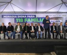 Lapa, 10 de agosto de 2023 - O governo do Paraná realiza na Lapa a entrega de 118 moradias populares, sendo 94 por meio do programa Casa Fácil.