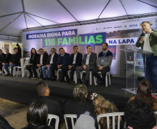 Lapa, 10 de agosto de 2023 - O governo do Paraná realiza na Lapa a entrega de 118 moradias populares, sendo 94 por meio do programa Casa Fácil.