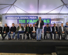 Lapa, 10 de agosto de 2023 - O governo do Paraná realiza na Lapa a entrega de 118 moradias populares, sendo 94 por meio do programa Casa Fácil.