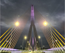 Teste de iluminação cênica marca fim dos trabalhos na Ponte da Integração Brasil 