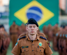 Governador Carlos Massa Ratinho Junior participa da cerimônia que marca a conclusão do treinamento dos novos policiais militares.