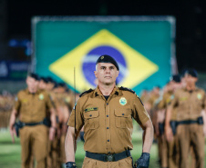 Governador Carlos Massa Ratinho Junior participa da cerimônia que marca a conclusão do treinamento dos novos policiais militares.