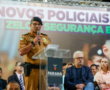 Governador Carlos Massa Ratinho Junior participa da cerimônia que marca a conclusão do treinamento dos novos policiais militares.