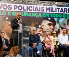 Governador Carlos Massa Ratinho Junior participa da cerimônia que marca a conclusão do treinamento dos novos policiais militares.