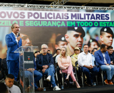 Governador Carlos Massa Ratinho Junior participa da cerimônia que marca a conclusão do treinamento dos novos policiais militares.