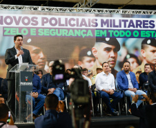 Governador Carlos Massa Ratinho Junior participa da cerimônia que marca a conclusão do treinamento dos novos policiais militares.