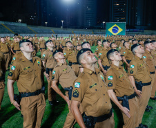 Governador Carlos Massa Ratinho Junior participa da cerimônia que marca a conclusão do treinamento dos novos policiais militares.