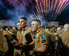 Governador Carlos Massa Ratinho Junior participa da cerimônia que marca a conclusão do treinamento dos novos policiais militares.