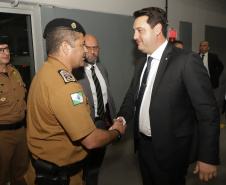 Curitiba, 12 de setembro de 2023 - O governador Carlos Massa Ratinho Jr. participa da formatura de soldados da Polícia Militar do Paraná na Ligga Arena.