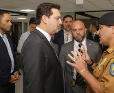 Curitiba, 12 de setembro de 2023 - O governador Carlos Massa Ratinho Jr. participa da formatura de soldados da Polícia Militar do Paraná na Ligga Arena.