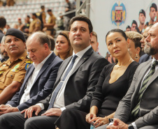 Curitiba, 12 de setembro de 2023 - O governador Carlos Massa Ratinho Jr. participa da formatura de soldados da Polícia Militar do Paraná na Ligga Arena.