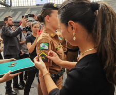 Curitiba, 12 de setembro de 2023 - O governador Carlos Massa Ratinho Jr. participa da formatura de soldados da Polícia Militar do Paraná na Ligga Arena.