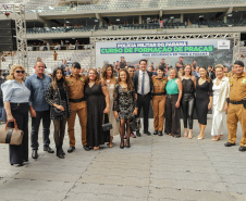 Curitiba, 12 de setembro de 2023 - O governador Carlos Massa Ratinho Jr. participa da formatura de soldados da Polícia Militar do Paraná na Ligga Arena.