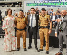 Curitiba, 12 de setembro de 2023 - O governador Carlos Massa Ratinho Jr. participa da formatura de soldados da Polícia Militar do Paraná na Ligga Arena.