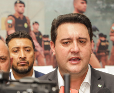 Curitiba, 12 de setembro de 2023 - O governador Carlos Massa Ratinho Jr. participa da formatura de soldados da Polícia Militar do Paraná na Ligga Arena.