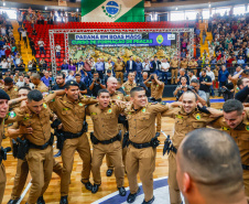 Governador Carlos Massa Ratinho Junior participa da cerimônia que marca a conclusão do treinamento dos novos policiais militares.