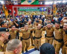 Governador Carlos Massa Ratinho Junior participa da cerimônia que marca a conclusão do treinamento dos novos policiais militares.