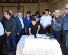  inauguração de mais um sistema para a produção de biogás e biometano, instalado na Granja Angst, em Toledo, no Oeste do Paraná. 
