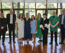 Curitiba, 19 de setembro de 2023 - A primeira dama, Luciana Saita Massa, recebe a visita de Rosália Vargas, presidente da Ciência Viva de Portugal.