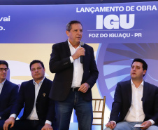 O governador Carlos Massa Ratinho Junior participou nesta terça-feira (19) do evento de início das obras de ampliação do Aeroporto Internacional de Foz do Iguaçu – Cataratas, no Oeste