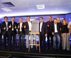 O governador Carlos Massa Ratinho Junior participou nesta terça-feira (19) do evento de início das obras de ampliação do Aeroporto Internacional de Foz do Iguaçu – Cataratas, no Oeste