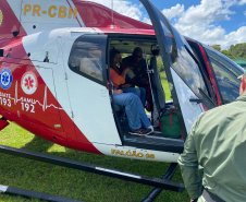 Paraná está ajudando nos atendimentos em Santa Catarina com equipe aérea e helicóptero