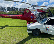 Paraná está ajudando nos atendimentos em Santa Catarina com equipe aérea e helicóptero