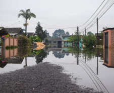 Em União da Vitória, onde o nível do Rio Iguaçu continua acima dos 8 metros, mais 480 cestas básicas enviadas pela Defesa Civil chegaram nesta quarta-feira (18) para serem distribuídas à população. 