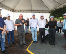 O governador em exercício Darci Piana participou nesta quinta-feira (23) da inauguração do Píer e do sistema Bioflocos da Alpha Fish, que iniciou em 2021 a produção de tilápia em tanques-rede em São Jorge D’Oeste, no Sudoeste do Estado.