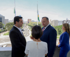  reunião entre o governador Carlos Massa Ratinho Junior e o chefe do governo regional, Jakub Chelstowkski, durante visita da comitiva polonesa à Curitiba. 