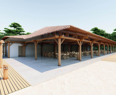 Projeto de como ficarão as novas praças de lazer da Ilha do Mel, em Paranaguá.