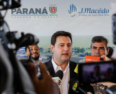 O governador Carlos Massa Ratinho Junior participou nesta quinta-feira (14) do lançamento da pedra fundamental do novo empreendimento do grupo J.Macêdo em Londrina, no Norte do Estado. 