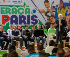 Governador em exercício Darci Piana participa do evento Transformando Pessoas, Formando Vencedores, evento que reuniu atletas e técnicos paranaenses que vão participar dos Jogos Olímpicos e Paralímpicos de Paris 2024.  Foto: Gabriel Rosa/AEN