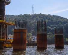 Com início do trecho estaiado, Ponte de Guaratuba chega a 11% de conclusão