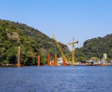 Com início do trecho estaiado, Ponte de Guaratuba chega a 11% de conclusão