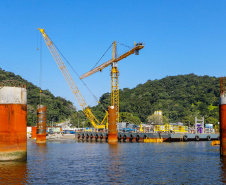 Com início do trecho estaiado, Ponte de Guaratuba chega a 11% de conclusão