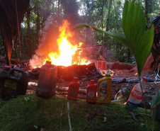  Instituto Água e Terra (IAT) e Batalhão de PolíciaAmbiental - Força Verde desmobilizaram um acampamento de caçadores quefuncionava dentro do Parque Estadual Pico do Marumbi.