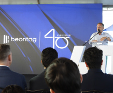 O governador Carlos Massa Ratinho Junior participa nesta sexta-feira (27) de evento de comemoração de 40 anos da Beontag, em Campo Mourão.