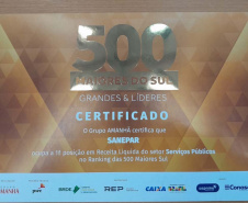 Sanepar é campeã no Setor de Serviços Públicos no Paraná, no ranking da Revista Amanhã