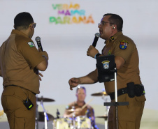 Banda da PMPR estreia no palco principal e anima público em Matinhos Foto: Geraldo Bubniak/AEN